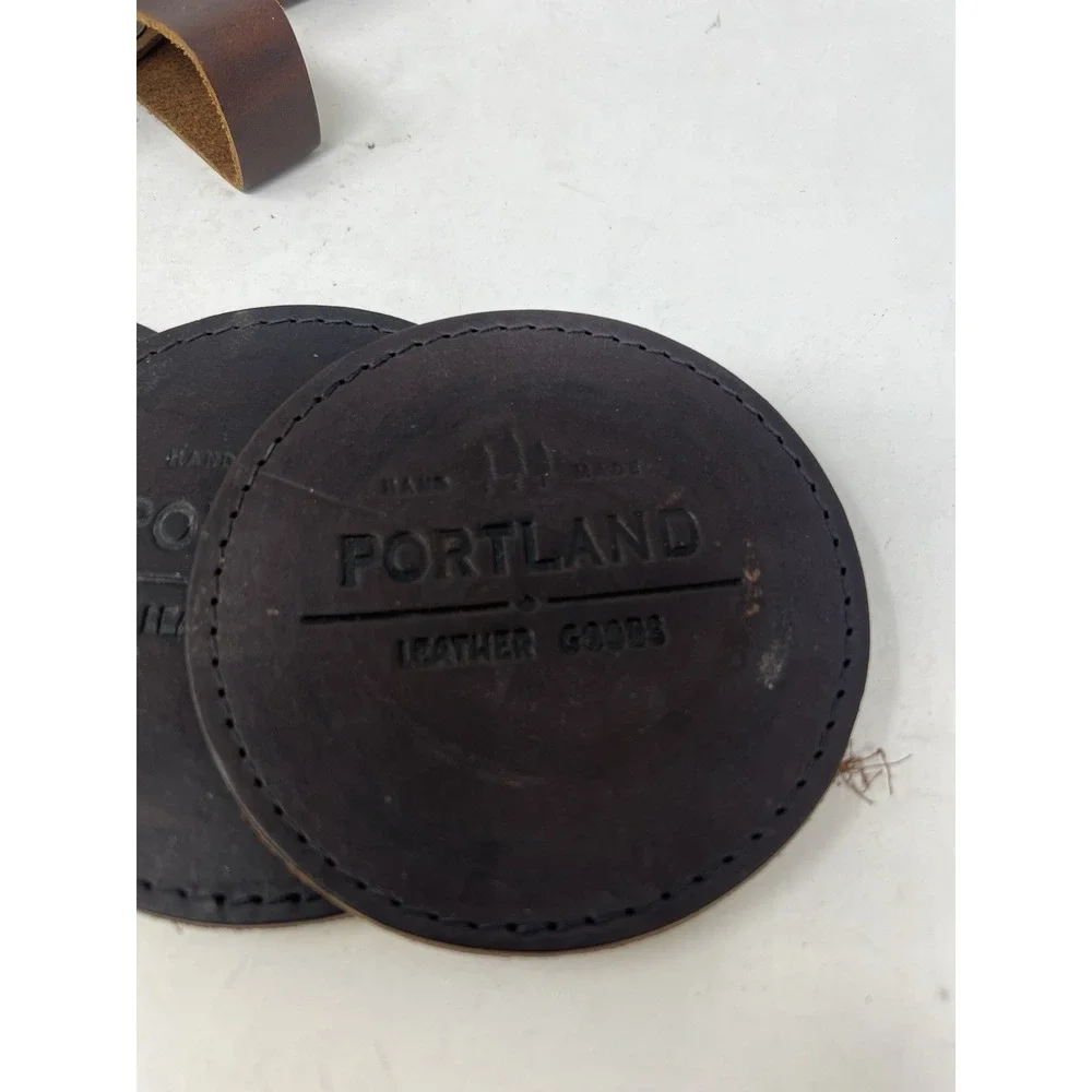 Portland Leather Goods Leather Coaster Set 6 Coasters &‎ Storage Strap